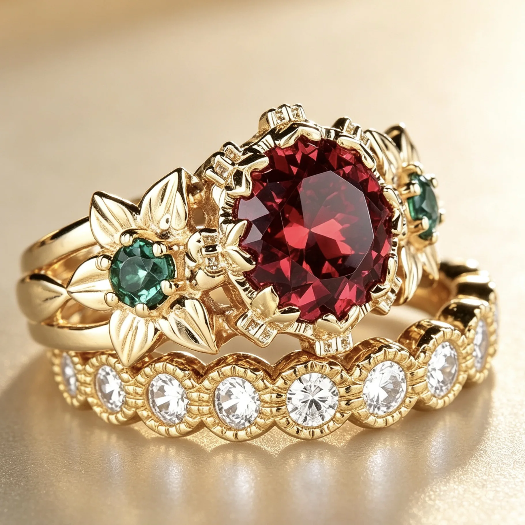 Vintage Floral Stackable Ring for Women, Hypoallergenic Romantic Fine Jewelry, Birthday Valentine's Day Wedding Anniversary Gift