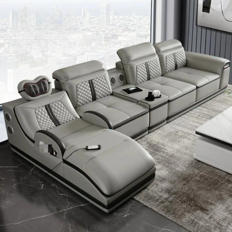 Factory Direct 2026 Luxury Minimalist Sofas Modern Leather Sectional Designer Sofas Massage Lazy Salas Y Sofas Muebles