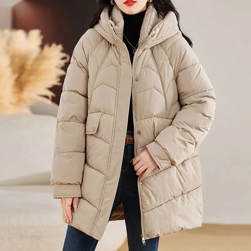 

2025 Winter Cotton-padded Coat Medium-length Petite Women's Style Puffer Jacket Trendy Student Cotton Coat