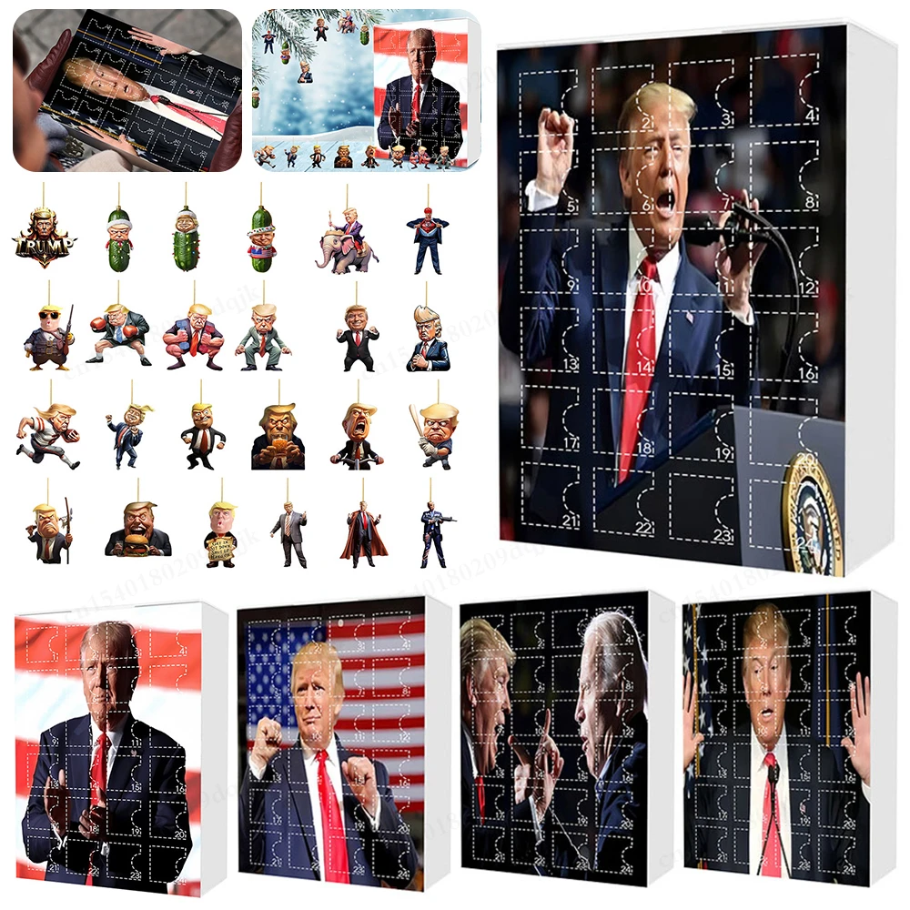 Advent Calendar 2024 Christmas Trump Ornament 24 Days Christmas Countdown Calendar Gift for Donald Trump Supporters