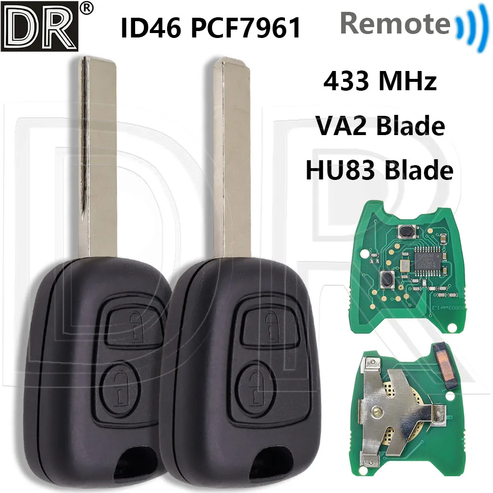 

Отличный ID46 PCF7961 433 МГц автомобильный ключ дистанционного управления для Peugeot 107 206 207 306 307 407 для Citroen C1 C2 C3 Saxo Xsara