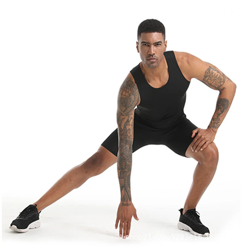 Men Compression Gym Sleeveless Shirt Quick Dry Fitness Tank Top Breathable Basketball Vest Bodybuilding Tank Top Man Clothing