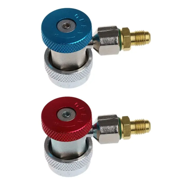 A03Z-4Pcs Car Auto Freon R134A H/L Quick Coupler Adapters Air Conditioning Refrigerant Adjustable A/C Manifold Gauge
