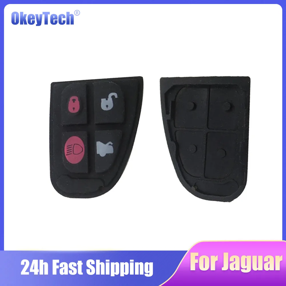 

OkeyTech 4 Bottons Car Key Rubber Button Pad For Jaguar X-Type S-Type XJ XJR Flip Folding Remote Smart Key Shell Case Fob