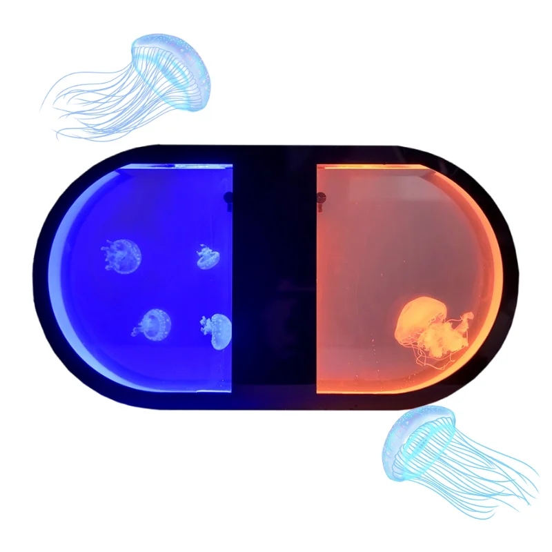 Pequeno aquário acrílico led para sala de estar ornamentos tanque de água-viva com peixes de plástico tanque de água-viva ornamental aquário