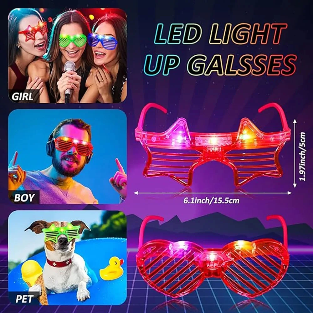 Glow In The Dark Glasses Bulk Led Light Up Glasses 2024 Wedding Decor Party Favors Glow Glasses For Kids Adults Party Supplies