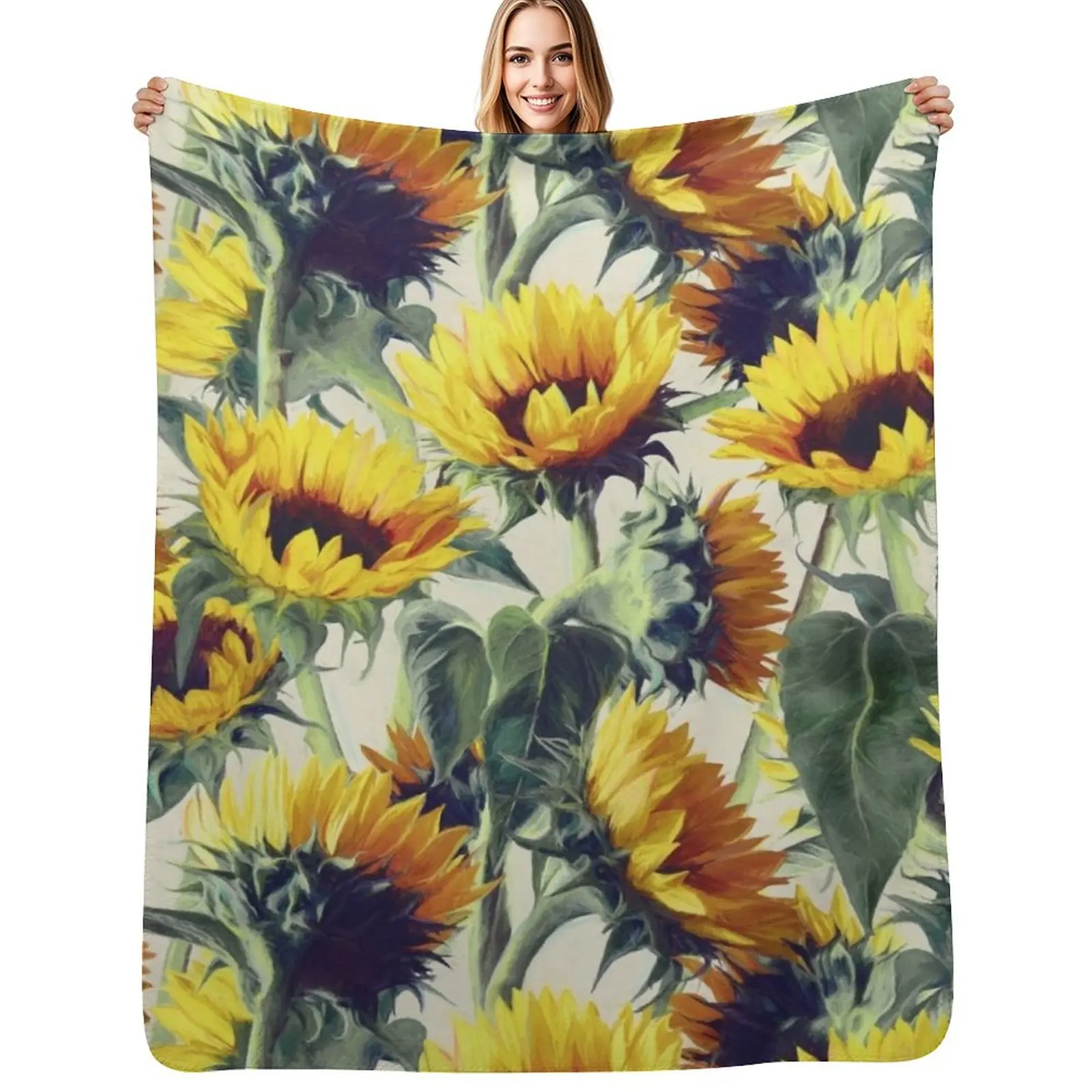 

Sunflowers Forever Throw Blanket Cozy Sofa Blanket for TV Watching Napping