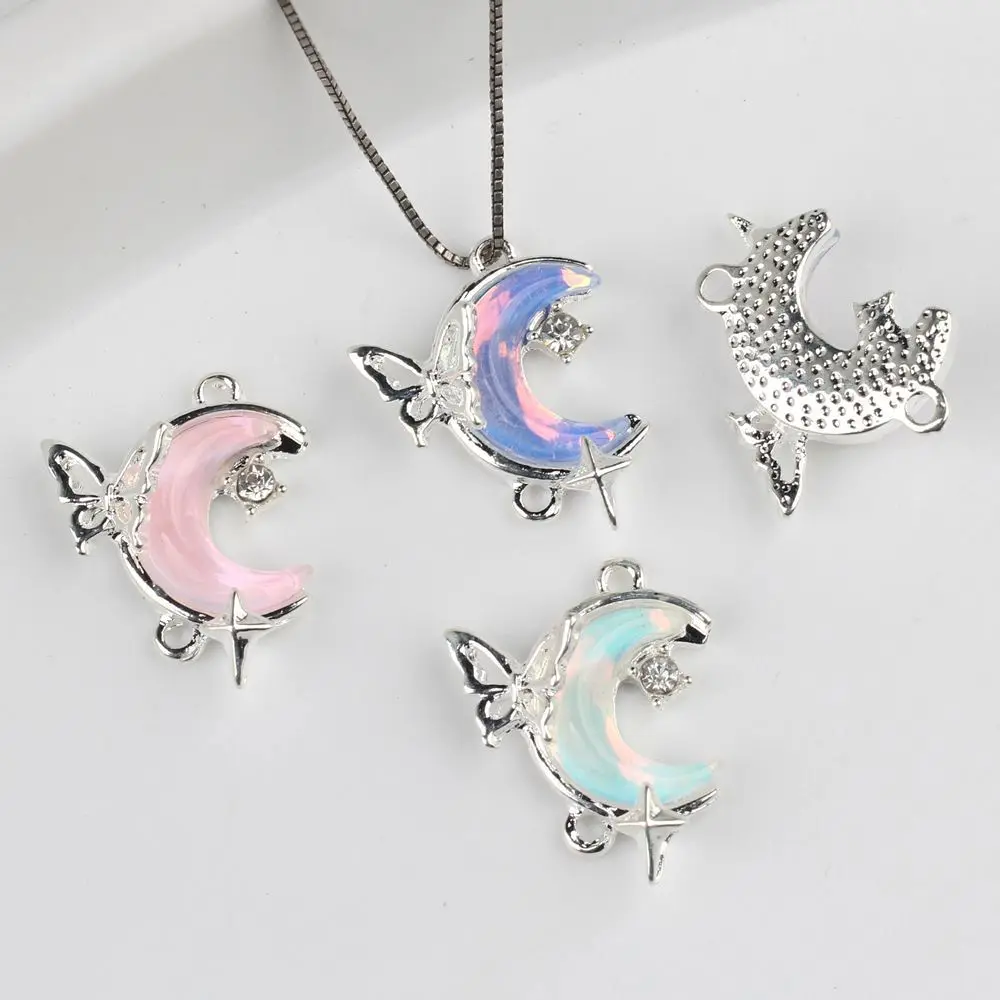 40pcs Handmade Silvery Color Jewelry Pendants Moon Butterfly Necklace Earrings Pendant Connectors Diy Jewelry Making Findings