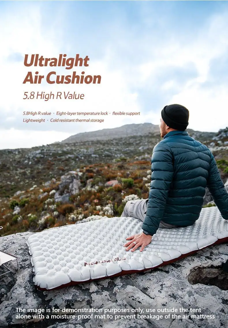 Naturehike Tuye Serie Ultraleichte Aufblasbare Matte mit Hohem R-Wert Luftkissen Quadratisch/Mumienschlafsack für Outdoor Camping Wandern Schlafunterlage – Detail 1