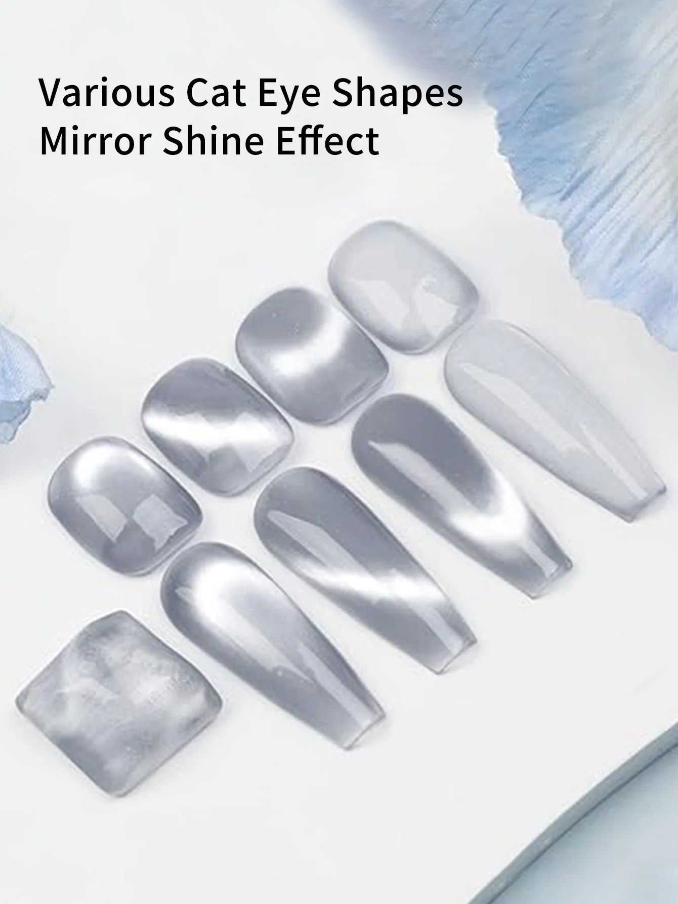 Smalto per unghie gel Cat Eye da 12 g Gel per smalto magnetico al chiaro di luna Gel per occhi di gatto con frullato in vetro a specchio con glitter argento