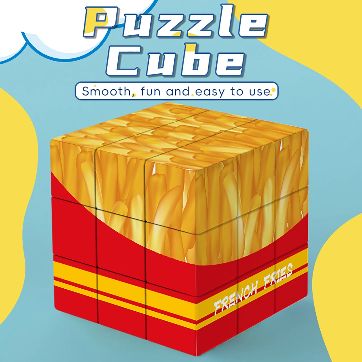 3x3x3 Magic Cube Puzzle UV Printed 3D french fries Stress-Relieving Professional Smooth Speed Game Toy for Children Gift
