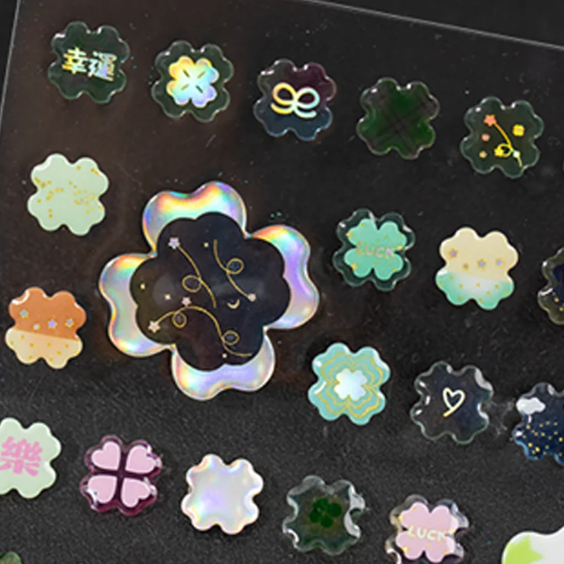 Mr. Paper Cute Geometric Shape Sticker 1 Sheet/Pack Romantic Love Water Drop Clover PET Droplet Sticker Stationery Decoration
