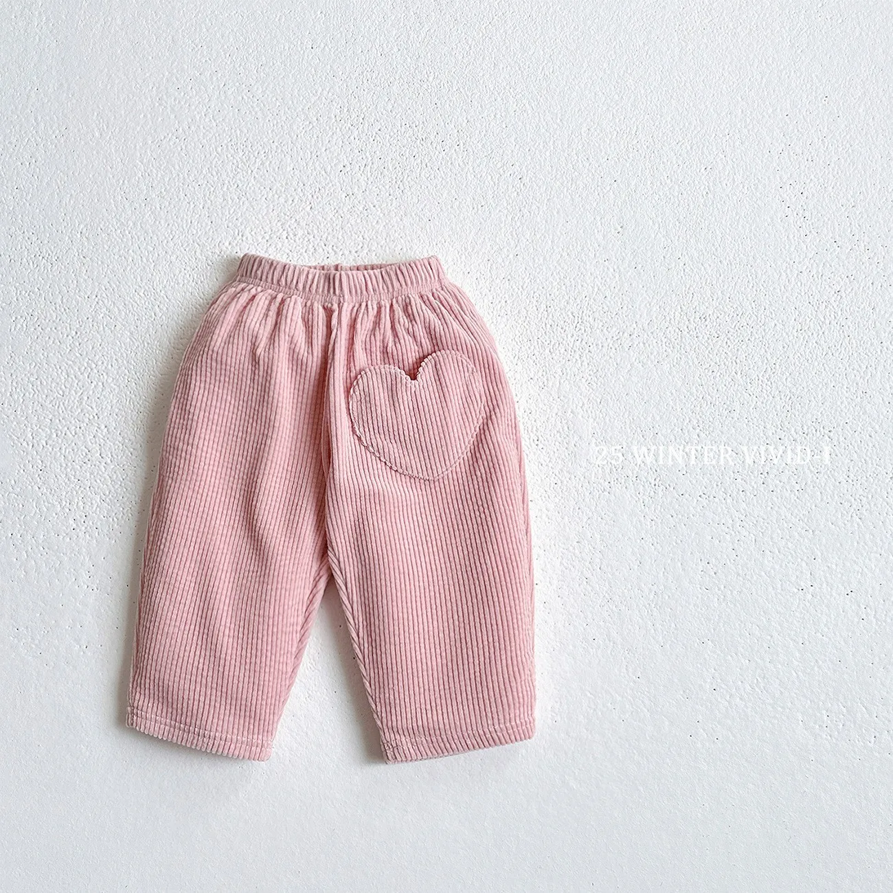 K2763 Korean Style New Arrival Spring Children's Clothing Boys Girls Baby Corduroy Heart Pattern Casual Trousers Carrot Pants