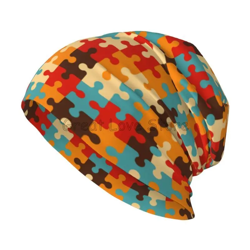 

Autism Awareness Puzzle Beanie Hat Warm Bonnet Cap Adults Knitted Hats Women Men Headwear Vintage Street Skullies Beanies