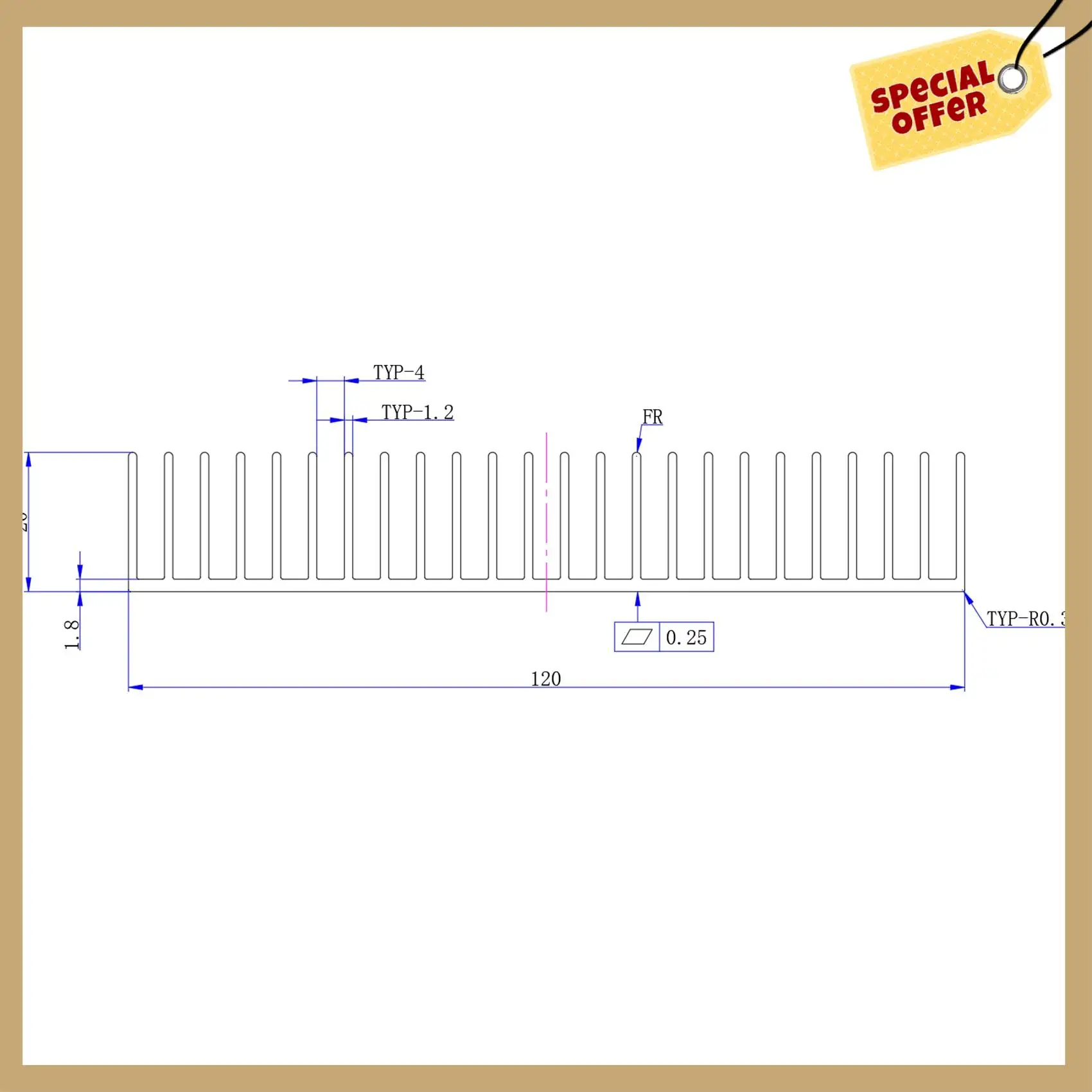 Kinerja Stabil-120Mm Panel Pemanas Heat Sink Aluminium Heatsink Radiator Penguat Daya CPU