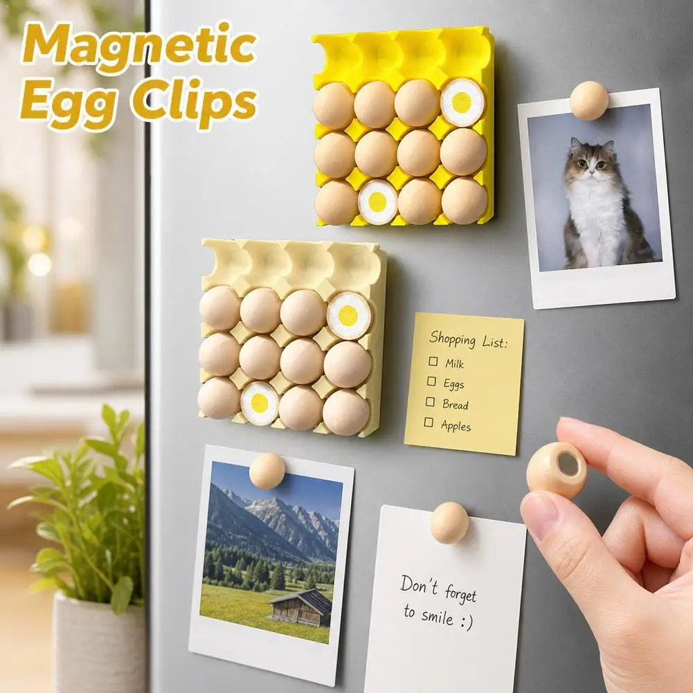 NEW 3D Simulated Egg Carton Fridge Magnets – Realistic Food Decor for Kitchen, Cute Kawaii Magnetic Sticker for Photo & Notes