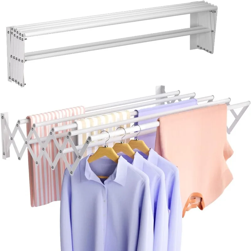 Wall Mounted Clothes Drying Rack, Foldable Wall Mount Laundry Drying Rack Folding Indoor, Drying Rack Clothing Collapsible