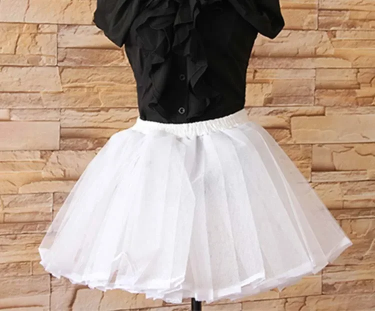 Short White/Black Cosplay Pettiskirt Girl's Lolita 2 Layer Organza Petticoat/ Tutu Skirt