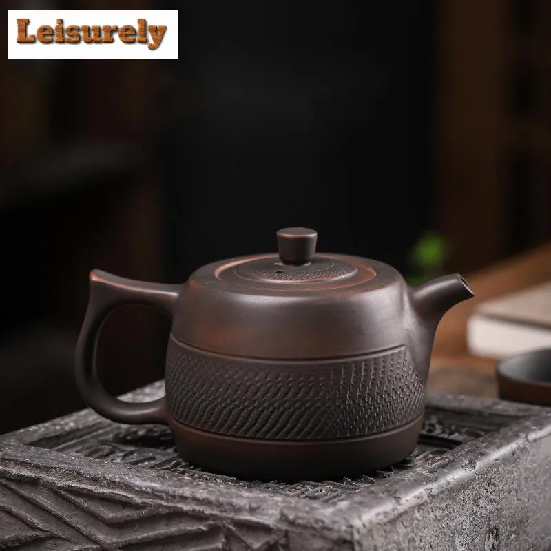 270ml Handmade Jumping Knife Teapot Ancient Qingxi Purple Pottery Tiger Pot Chinese Tea Maker Kettle Teaset Equipment Collection