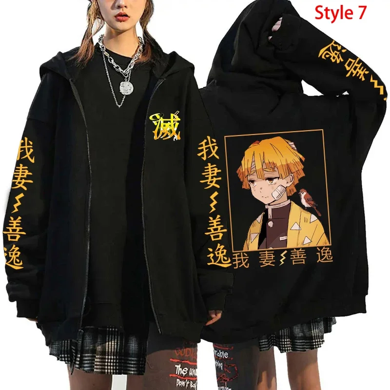 

New Anime Agatsuma Zenitsu Printing Zipper Hoodies Autumn/Winter Women Men Fashion Y2k Long Sleeve Zipper Sweatshirt