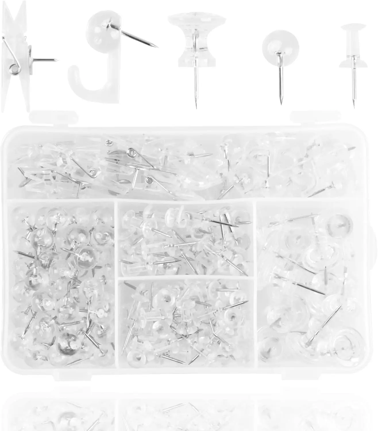 

200 Pcs Push Pins Set with 5 Styles Thumb Tacks for Cork Board Bulletin Board Office Supplies
