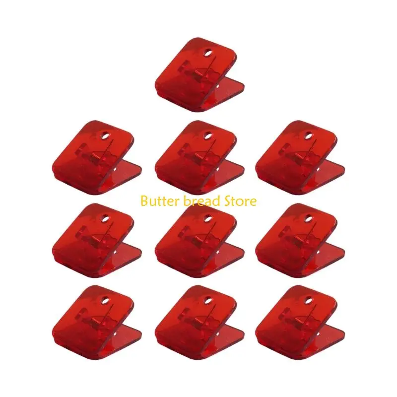 

W89C Set Of 10 Square Acrylic Paper Clip Paper Clamp Multiurpose File Clip 30x32mm
