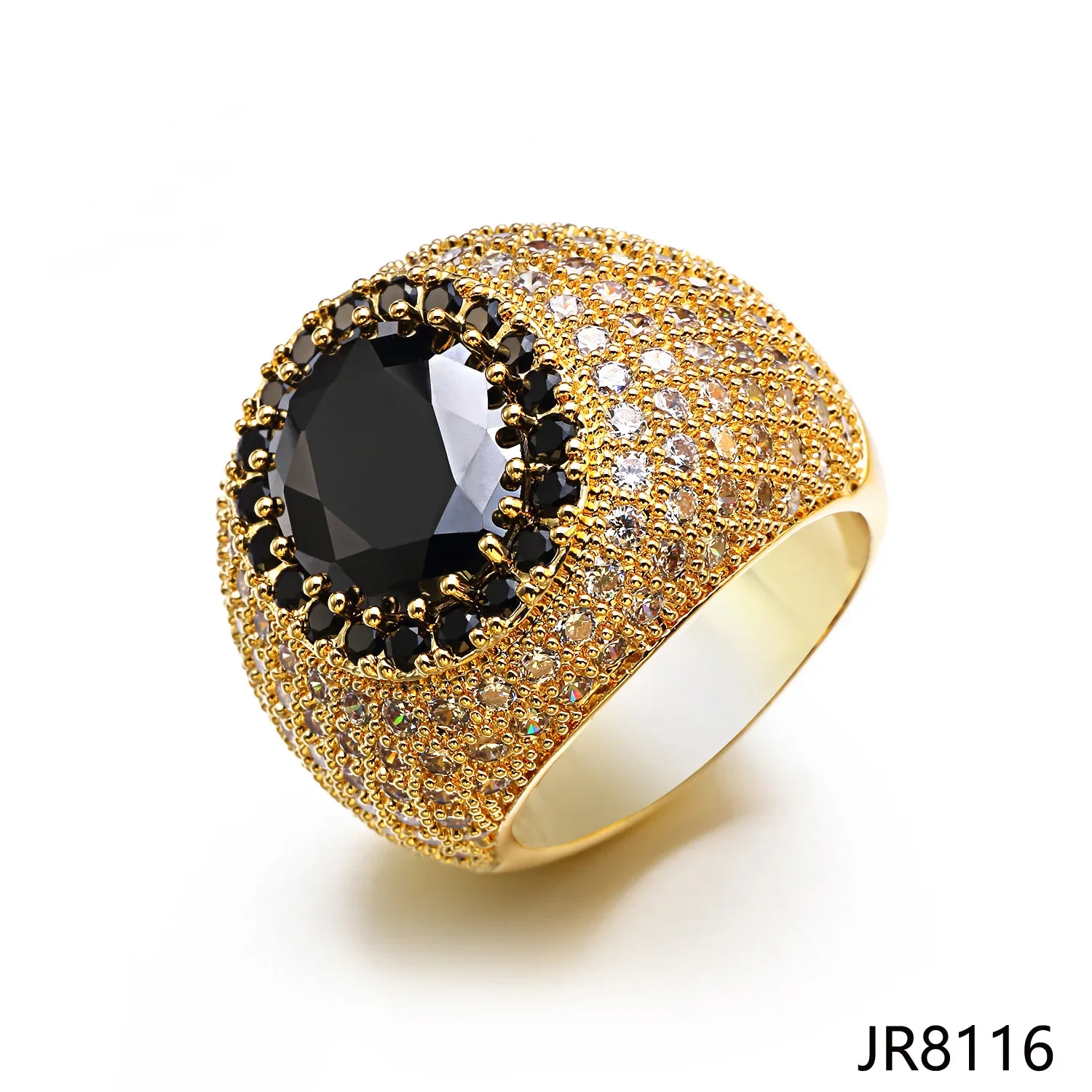 Men's Hip Hop CZ Ring  Cuban Style Gold Plated Copper Cubic Zirconia Stone Rings women