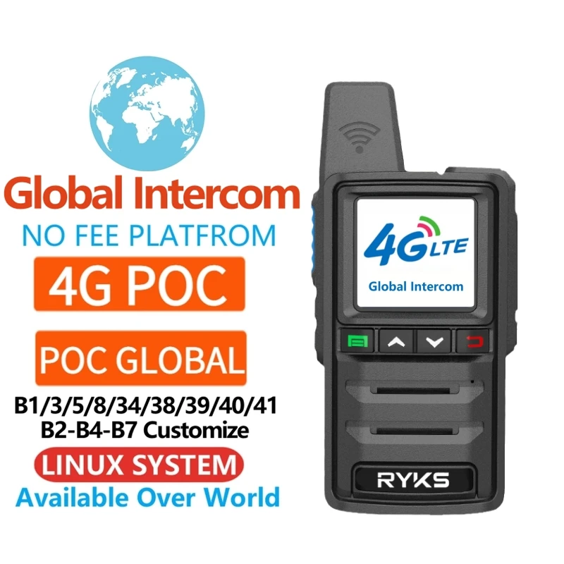 

Global-Intercom 4G PoC Internet Two-Way Radio MINI Sim Card walkie talkie long range 5000km pair (no fee) Intercom platform