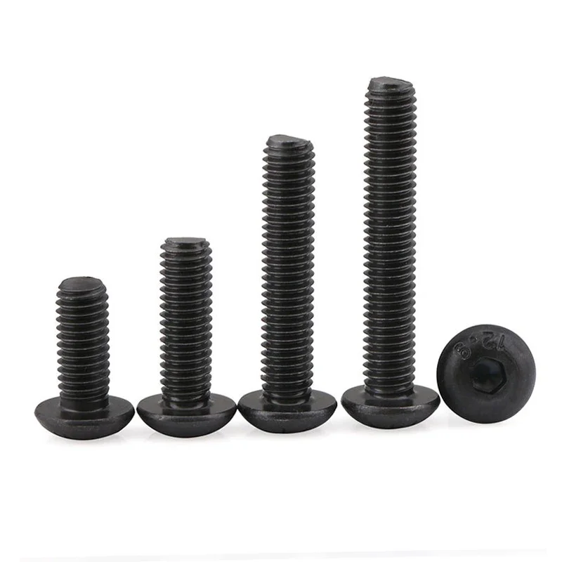 M1.6 M2 M2.5 M3 M4 M5 M6 M8 M10 M12 M16 Black Grade 12.9 Steel ISO7380 Hexagon Hex Socket Head Button Mushroom Allen Bolt Screw