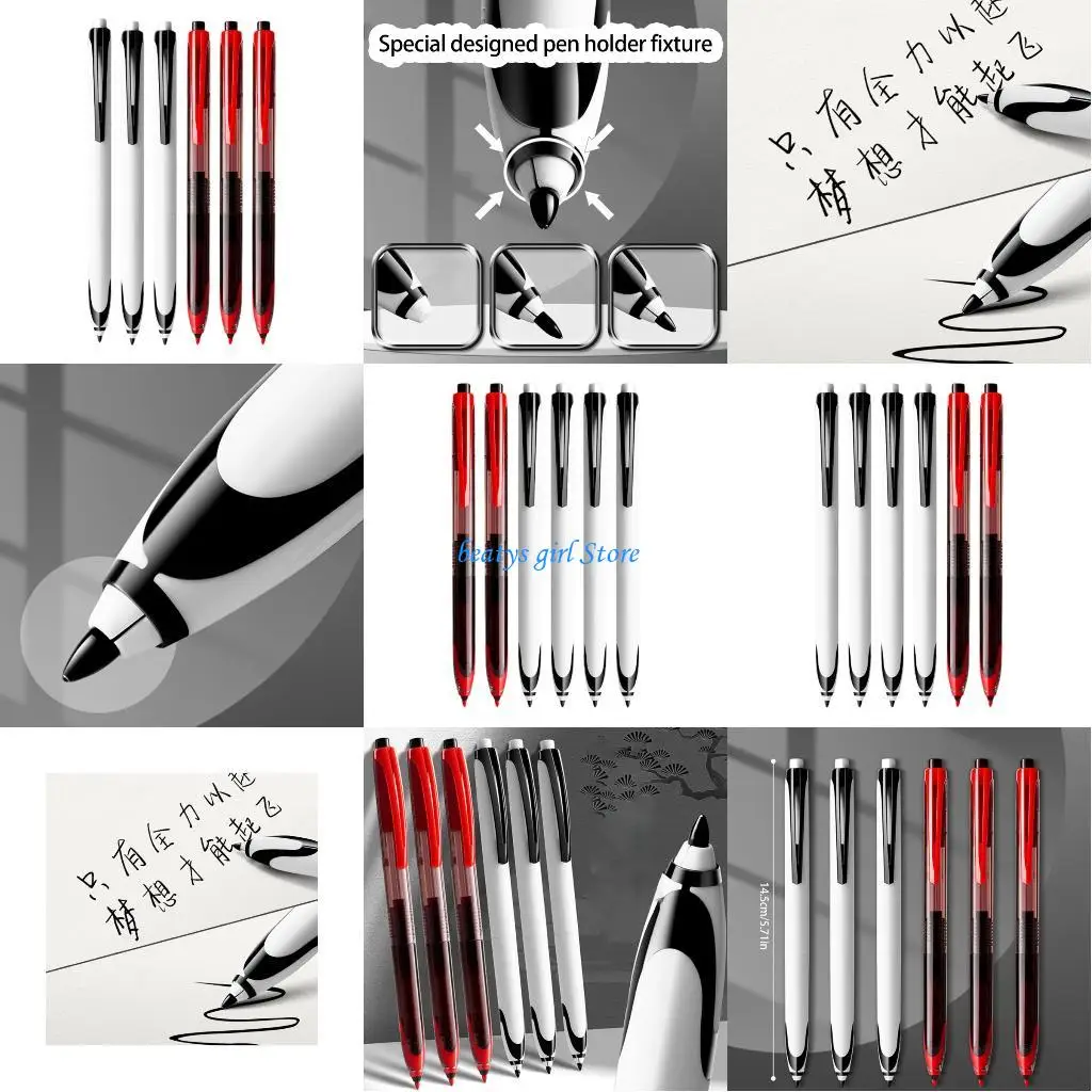 

C7AB Set Of 6 Retractable Writing Pen With Instants Dry Technology And AntiSlip Barrels For Daily Tasks