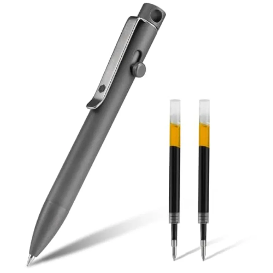 

Bolt Action EDC Pen with Clip Titanium Pocket Ballpoint Pen for Everyday Carry Stonewashed