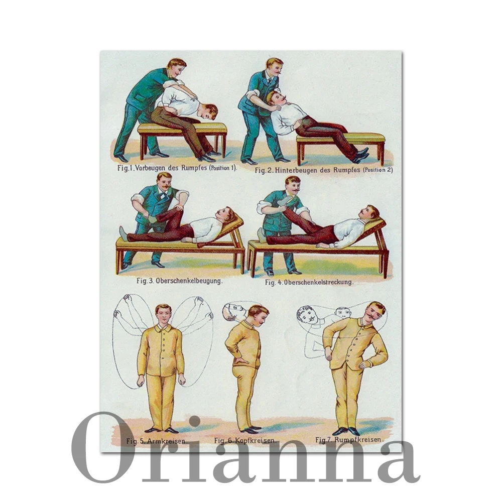 Retro Comic Sport Mid Century Naturopath Massage Wall Art Prints Posters Modern Home Physiotherapy Massage Shop Decor Painting