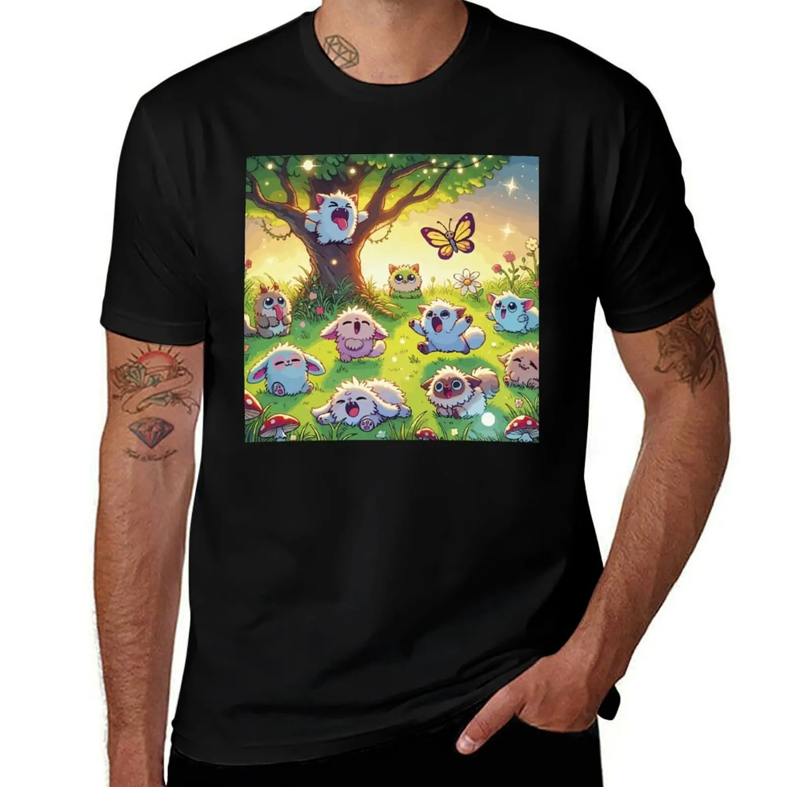 

Пушистый. Волшебное пробуждение пушистого! Футболка лето 2025 дизайнерские рубашки рубашки футболка с рисунком мужская