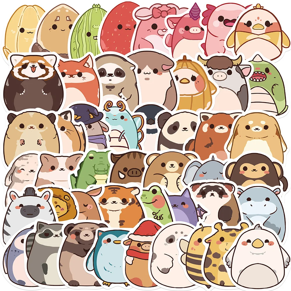 10/30/50PCS Cute Tumbler Style Animals Stickers Funny Decoration Decals Toy Gift for Kids DIY Wall Luggage Notebook Guitar