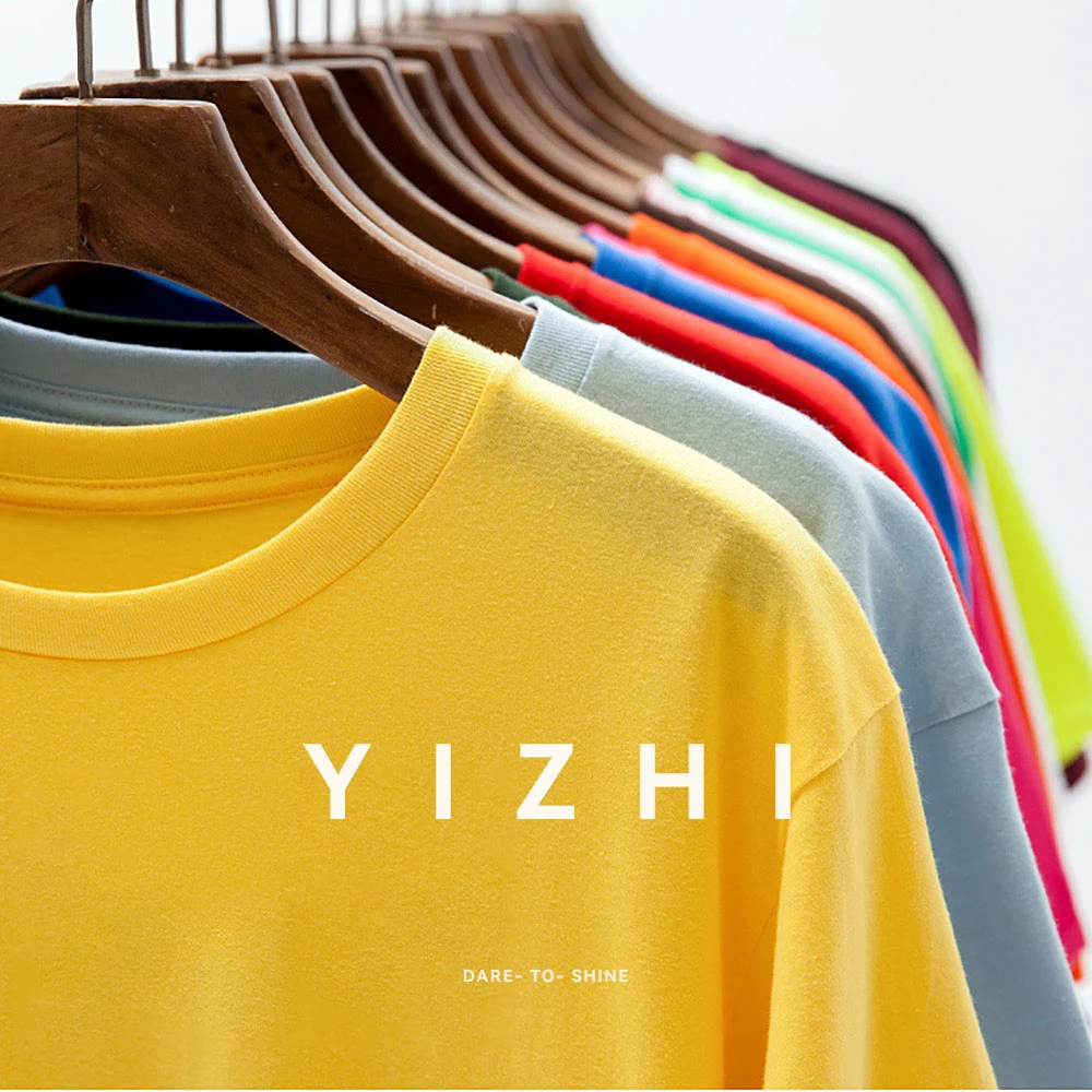 

Summer Men's Solid Color Short-sleeved 100% Cotton Base Shirt Fashion Round Collar T-shirt top Multi-Color Options Wholesale
