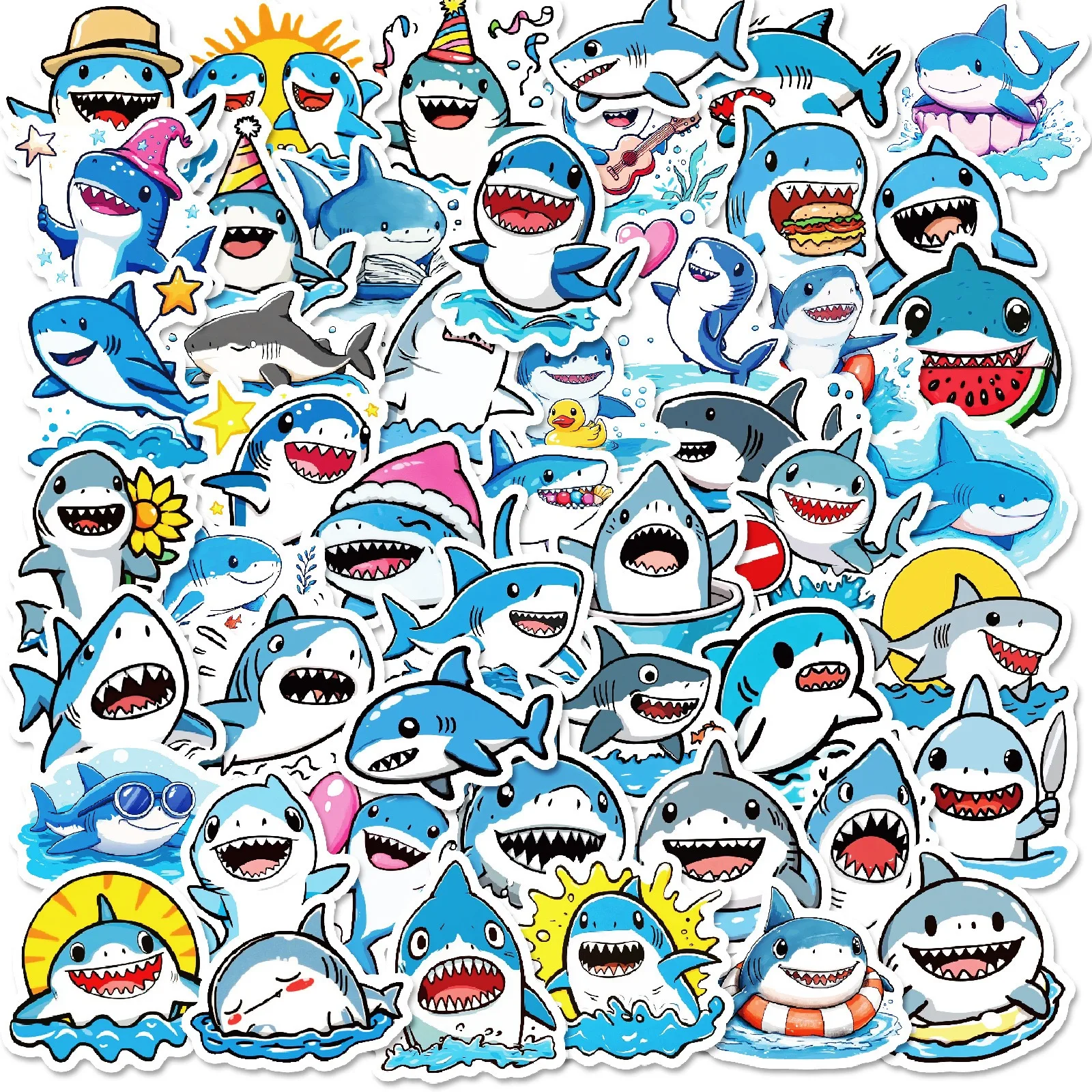 

10/50pcs Cute Shark Meme Stickers Funny Animal Sticker DIY Scrapbook Luggage Laptop Guitar Car Bike Skateboard Decals Kids Toy
