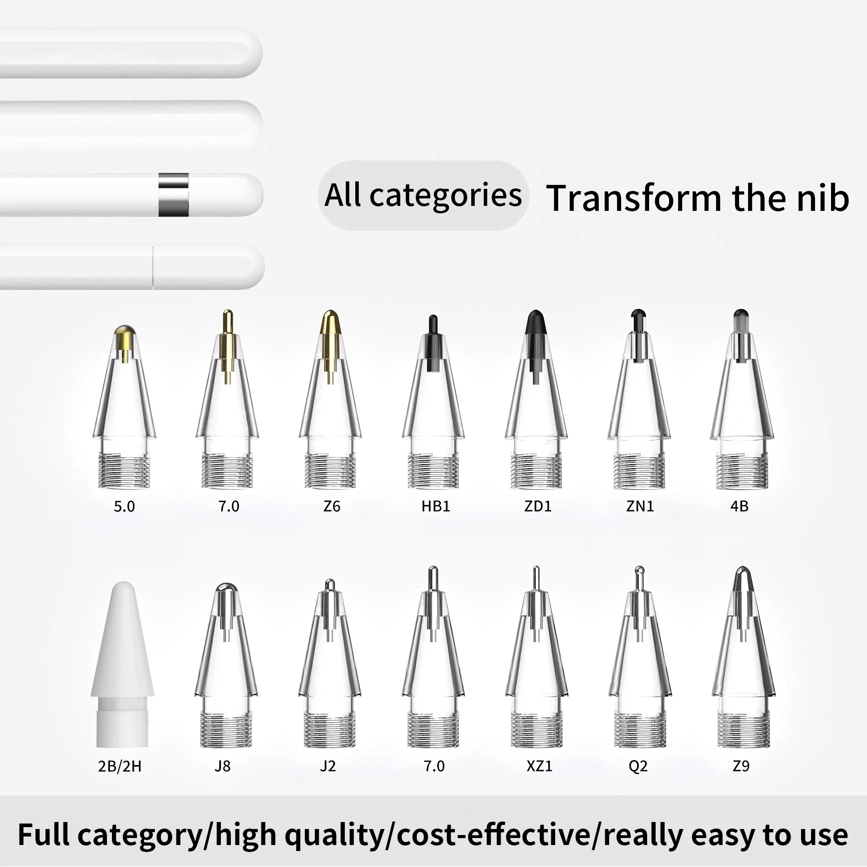 The Apple Pencil has been modified with a wear-resistant and anti-slip capacitive pen tip for the second generation of Apple Sty