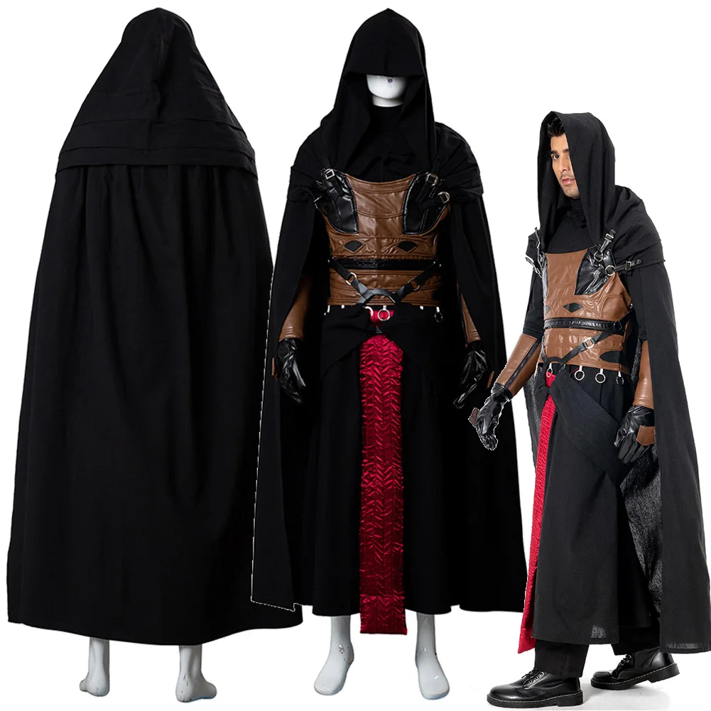 Darth Cosplay Revan Costume Movie Space Battle Disguise Costume Men Adult Black Cape Uniform Full Set Clothing Halloween Suits