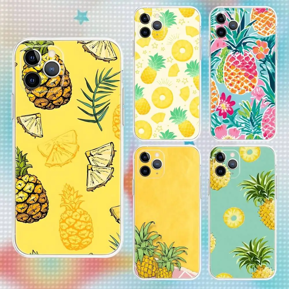 

Pineapple Summer Friut Phone Case For iPhone 16,15,14,13,12,11 Pro,Max,Plus,X,XS,XR,SE,Mini Transparent Silicone Soft