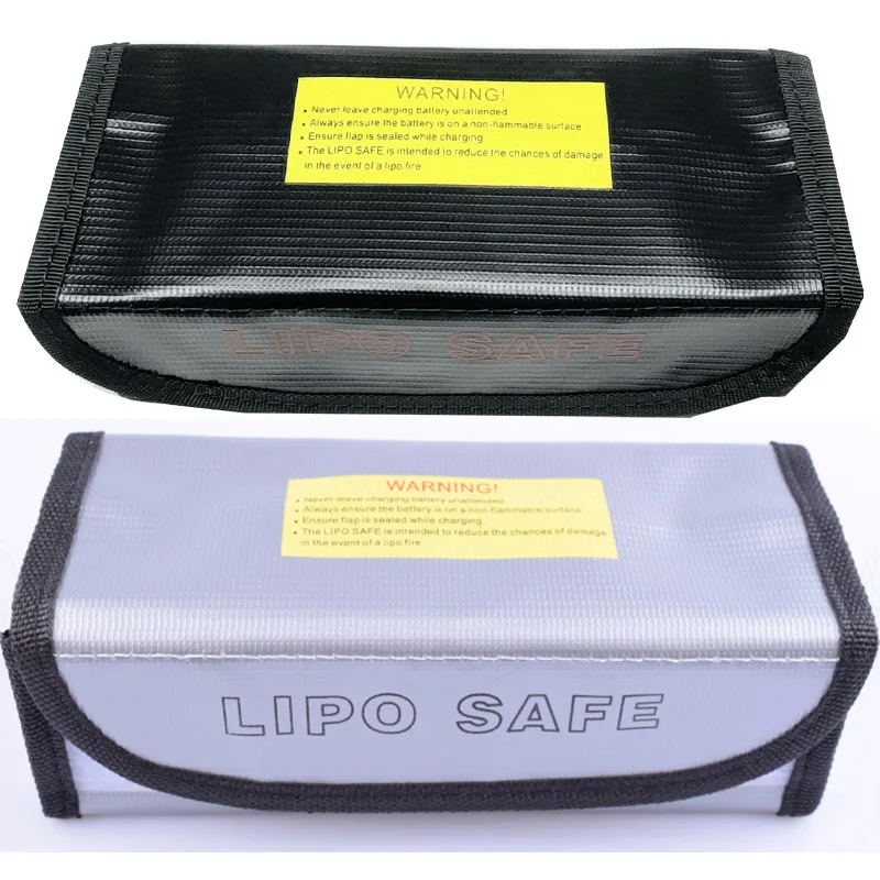 1pcs Black Silver Fireproof Explosion proof Lipo Battery Safe Bag Lipo Battery Guard Safe Bag(185x75x60mm)