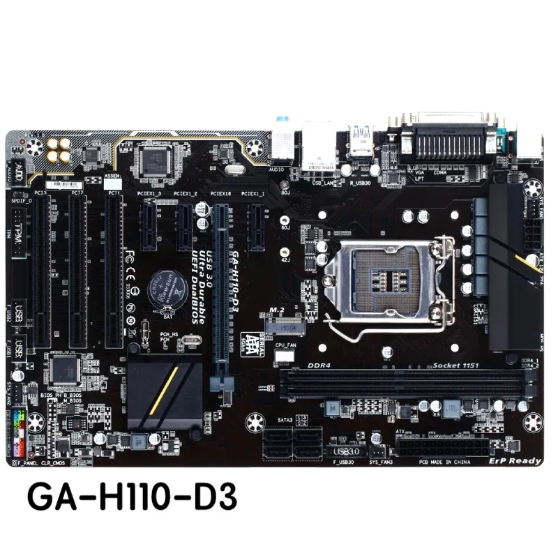 

Для Gigabyte GA-H110-D3 настольная материнская плата H110 D3 LGA 1151, материнская плата DDR4, 100% протестировано, ОК, полностью работает, бесплатная доставка