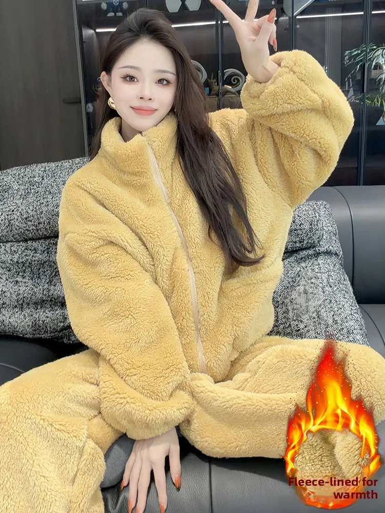 

Уникальный зимний модный женский комплект из свободной флисовой куртки и брюк: удобные повседневные брюки с высокой талией