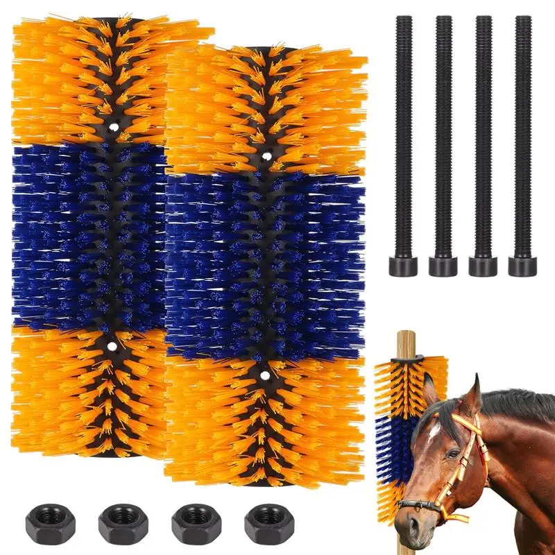 

2Pcs/Set Livestock Scratching Brushes Soft Cow Scratcher Dense Long Bristle Cattle Animal Massage Brush For Cows Goats Horses