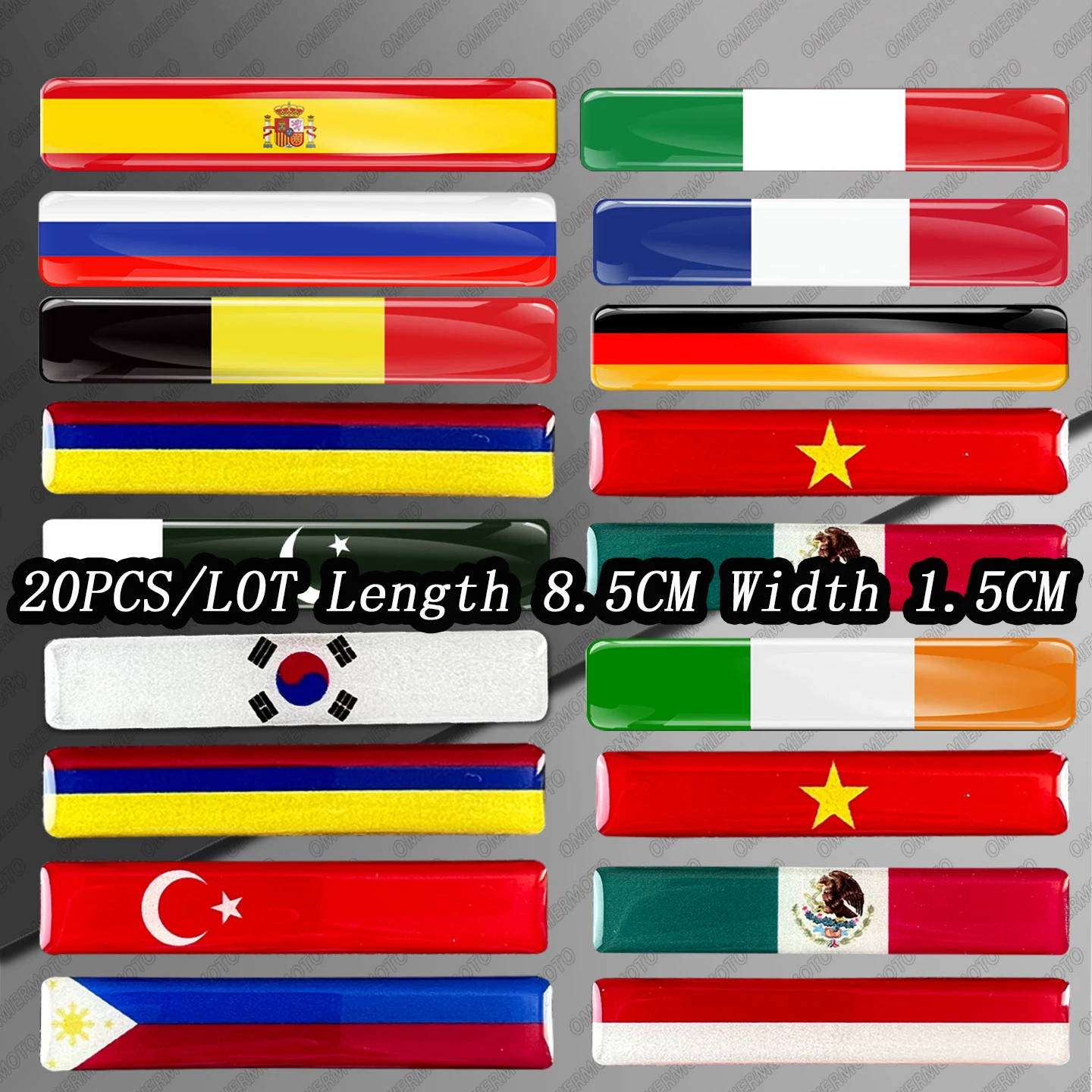 

20 шт. наклеек с национальными флагами Италии, Франции, Германии, Испании, России, Кореи для автомобилей и мотоциклов, светоотражающие стикеры-декали