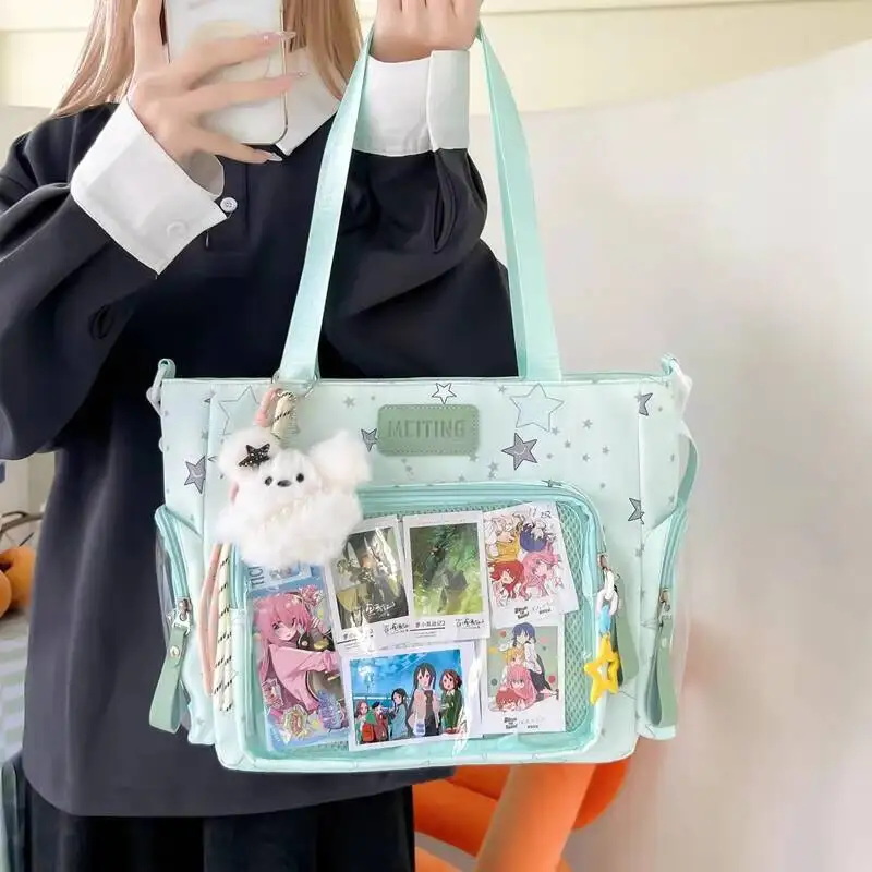 Neue Y2K Niedliche Stern-Comic Ita-Tasche Damen Mode Schultertaschen Lolita Mädchen Transparente Tragetasche DIY Display Umhängetasche Handtasche – Detail 11