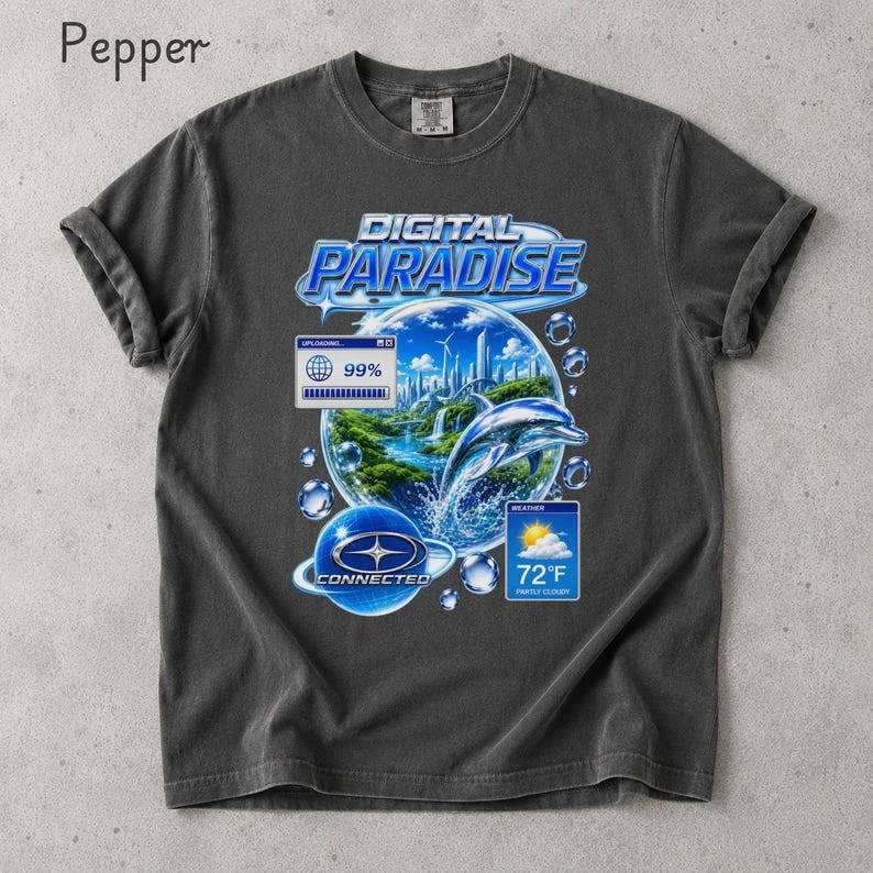 Y2K Early 2000s Shirt, Frutiger Aero Tee, Digital Paradise Shirt, Retro Internet Graphic, Webcore Aesthetic