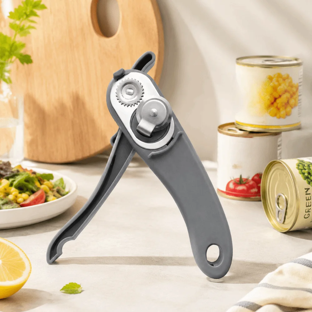 Multi Function Side Cut Can Opener Easy Grip Safety Design Bottle Opener Anti Slip Jar Opener Household Use