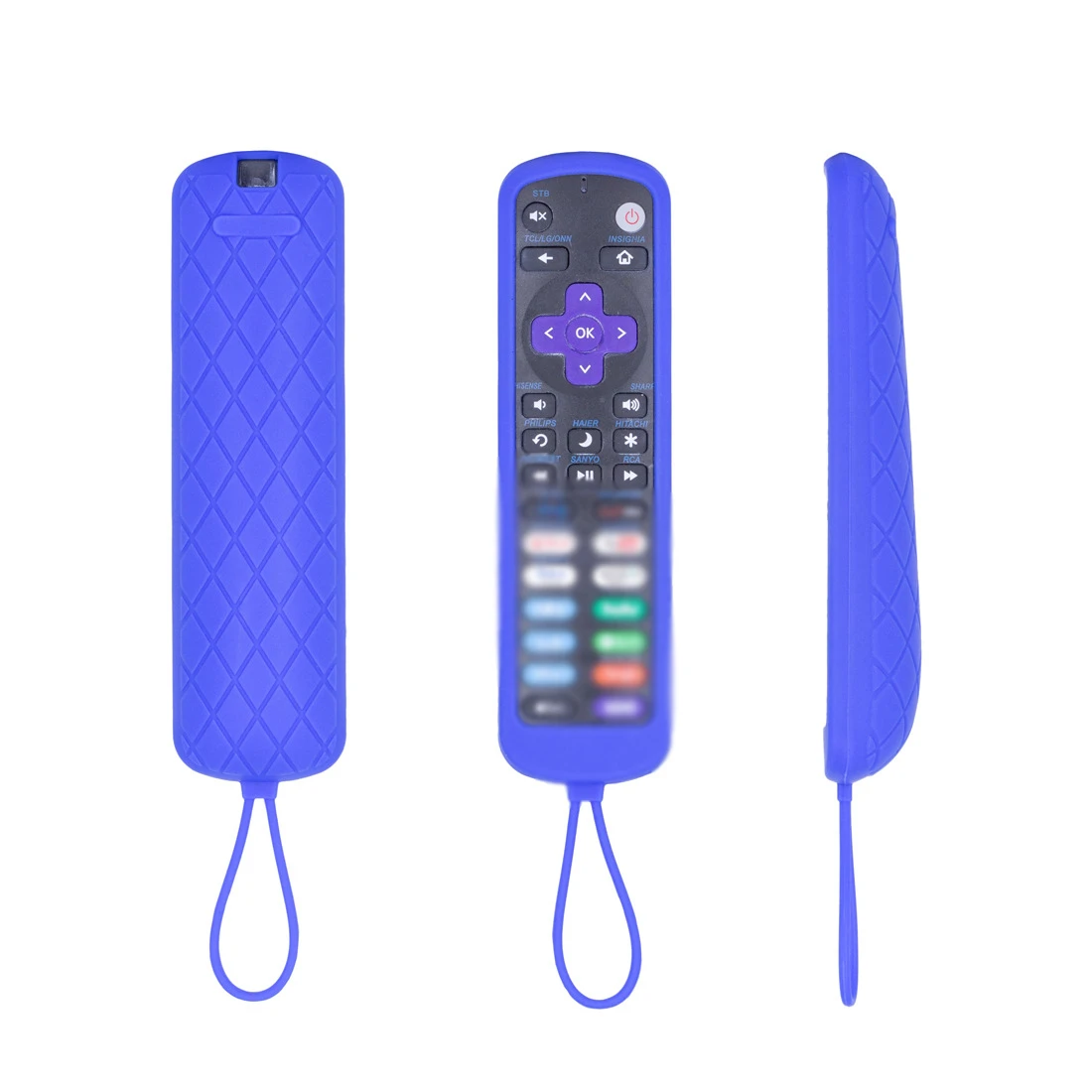 For General Remote Control Silicone Protective Case with Rope and Glow in the Dark Stripe Luminous Blue Purple Green Red Blue