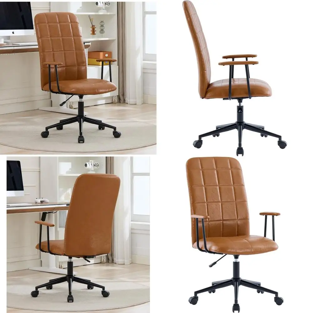 

Кожаное офисное кресло руководителя с высокой спинкой, мягким наполнителем, поворотное, с регулировкой высоты сиденья