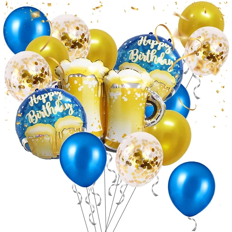 16 teile/satz, Bier Glas Ballon Oktoberfest Geburtstag Abschluss Bachelor Rave Party Dekoration Wein Flasche Aluminium Folie Ballon – Detail 3